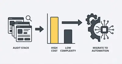 Flowchart for migrating from SaaS to custom automation