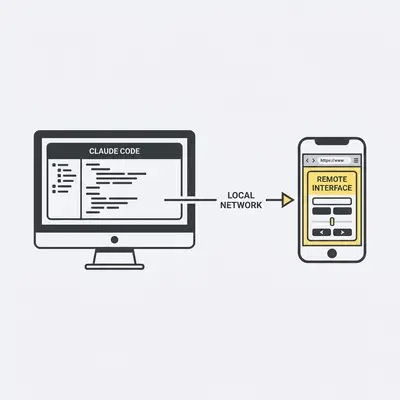 Claude Code remote control architecture: desktop session mirrored to mobile browser