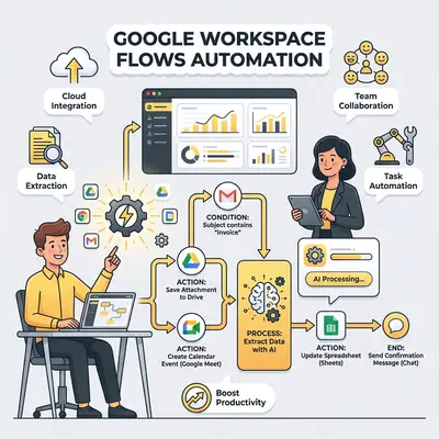 Google Workspace Flows automation workflow diagram