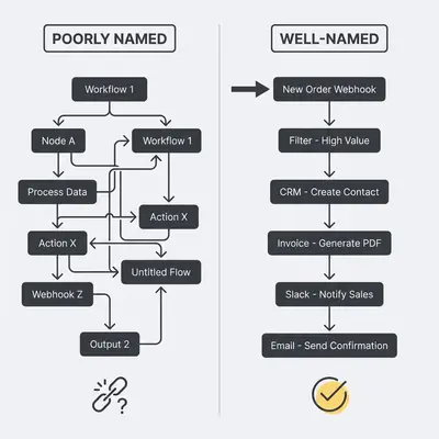 n8n workflow naming conventions comparison