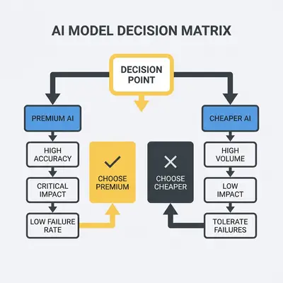 Decision matrix for choosing premium vs cheaper AI models